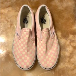 pink and white checkered vans